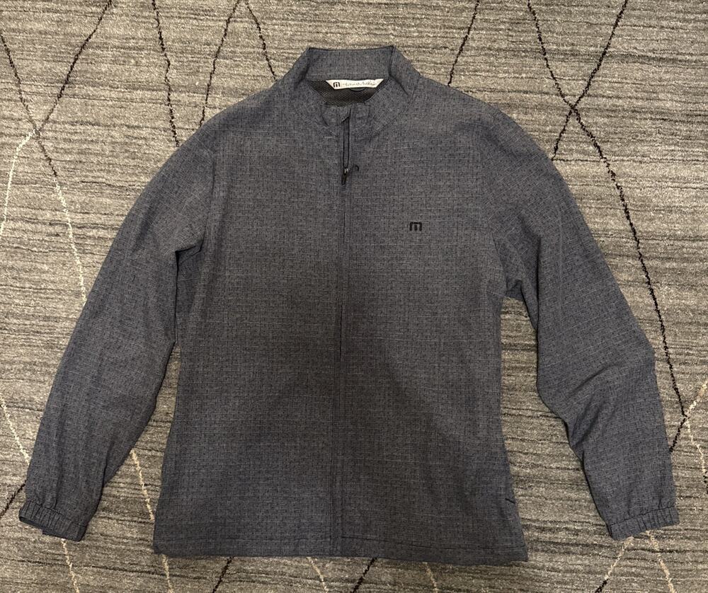 Travis Mathew Jacket Men Large Blue/Grey Geometric Performance Full Zip Golf